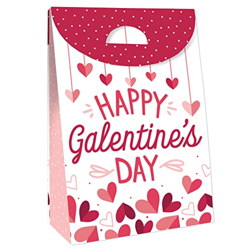 Big Dot of Happiness Happy Galentine’s Day - Valentine’s Day Gift Favor Bags - Party Goodie Boxes - Set of 12