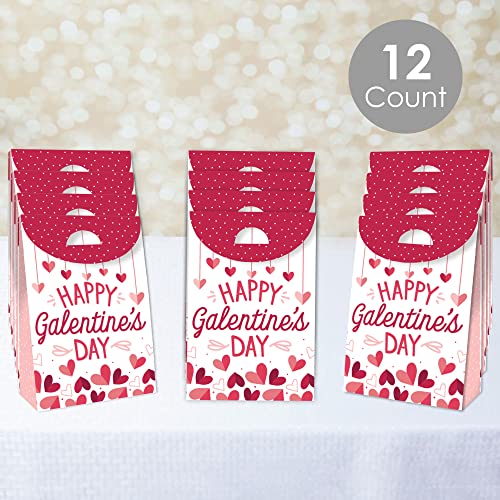 Big Dot of Happiness Happy Galentine’s Day - Valentine’s Day Gift Favor Bags - Party Goodie Boxes - Set of 12