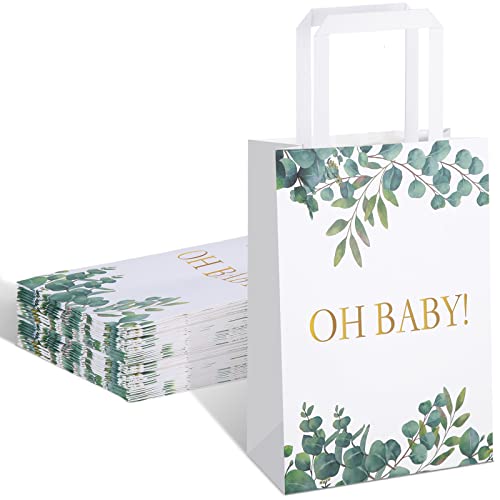 18 Pieces Large Baby Shower Party Gift Bags Watercolor Jungle Theme Paper Gift Bags Greenery Candy Bags for Baby Shower Bridal Wedding Christmas Supplies