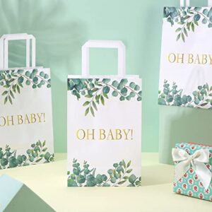 18 Pieces Large Baby Shower Party Gift Bags Watercolor Jungle Theme Paper Gift Bags Greenery Candy Bags for Baby Shower Bridal Wedding Christmas Supplies