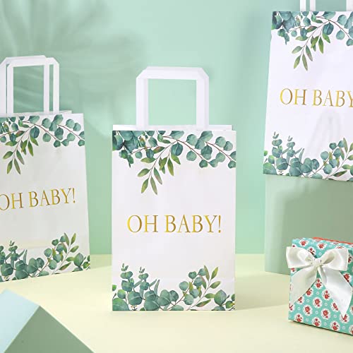 18 Pieces Large Baby Shower Party Gift Bags Watercolor Jungle Theme Paper Gift Bags Greenery Candy Bags for Baby Shower Bridal Wedding Christmas Supplies