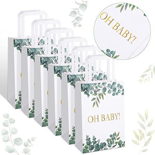 18 Pieces Large Baby Shower Party Gift Bags Watercolor Jungle Theme Paper Gift Bags Greenery Candy Bags for Baby Shower Bridal Wedding Christmas Supplies