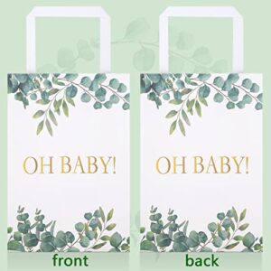 18 Pieces Large Baby Shower Party Gift Bags Watercolor Jungle Theme Paper Gift Bags Greenery Candy Bags for Baby Shower Bridal Wedding Christmas Supplies