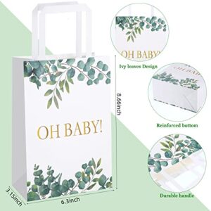 18 Pieces Large Baby Shower Party Gift Bags Watercolor Jungle Theme Paper Gift Bags Greenery Candy Bags for Baby Shower Bridal Wedding Christmas Supplies