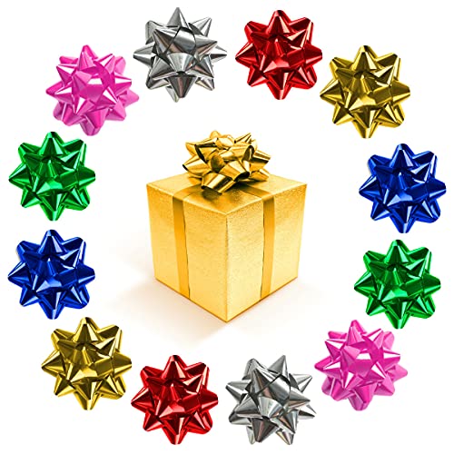 YAOFAR 150pcs 1 Inch Mini Gift Bow 6 Color 1" Wrap Bow Self Adhesive for Small Presents Wrapping Christmas Birthday Holiday Party Decor (1in)