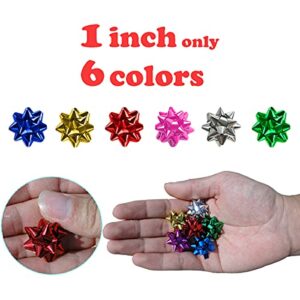 YAOFAR 150pcs 1 Inch Mini Gift Bow 6 Color 1" Wrap Bow Self Adhesive for Small Presents Wrapping Christmas Birthday Holiday Party Decor (1in)