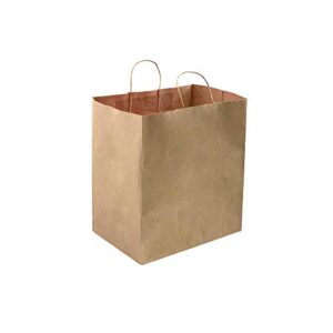 orange river 50 count 14″ l x 10″ w(gusset) x 15.75″ h large ultra wide brown kraft paper bags with twisted handle, perfect solution for restaurant takeouts, parties, baby shower, shopping