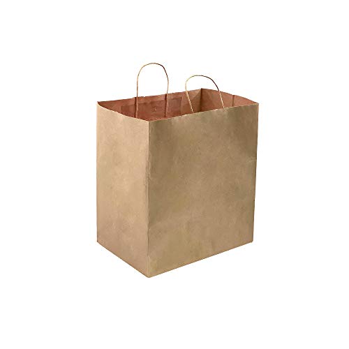 orange river 50 Count 14" L x 10" W(gusset) x 15.75" H Large Ultra Wide Brown Kraft Paper Bags with Twisted Handle, Perfect Solution for Restaurant Takeouts, Parties, Baby Shower, Shopping