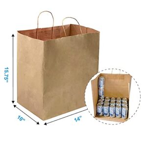 orange river 50 Count 14" L x 10" W(gusset) x 15.75" H Large Ultra Wide Brown Kraft Paper Bags with Twisted Handle, Perfect Solution for Restaurant Takeouts, Parties, Baby Shower, Shopping