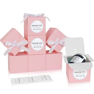 cotopher pink gift boxes 4x4x4 inches 30 pack paper gift boxes with lids for gifts, crafting, wedding party favor, cupcake boxes, bridesmaids proposal box,small gift boxes with ribbons and stickers