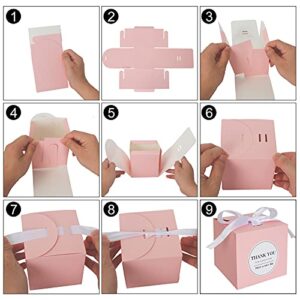 COTOPHER Pink Gift Boxes 4x4x4 inches 30 Pack Paper Gift Boxes with Lids for Gifts, Crafting, Wedding Party Favor, Cupcake Boxes, Bridesmaids Proposal Box,Small Gift Boxes with Ribbons and Stickers