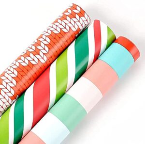 wrapping paper roll – 3 different design for birthday, holiday, wedding, baby shower – 44.5 * 300cm/3 rolls