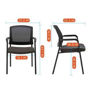 CLATINA Office Reception Guest Chair Mesh Back Stacking with Ergonomic Lumbar Support and Thickened Seat Cushion for Waiting Conference Room Black 4 Pack