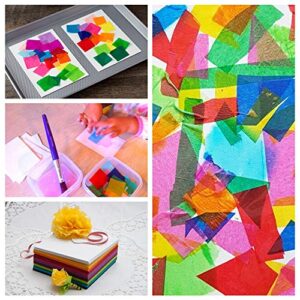 Exquiss 2400 Sheets Tissue Paper Squares 4 inch Bulk 24 Colors for Art Paper Craft Scrunch Art Kids Craft DIY Craft Tracing Scrapbooking Embellishments Mural Rainbow School Supplies