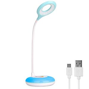 mafiti led desk lamp cordless rechargeable battery operated table light adjustable gooseneck dimmable touch control color changing rgb eye-caring base night light for kids with usb charging cable