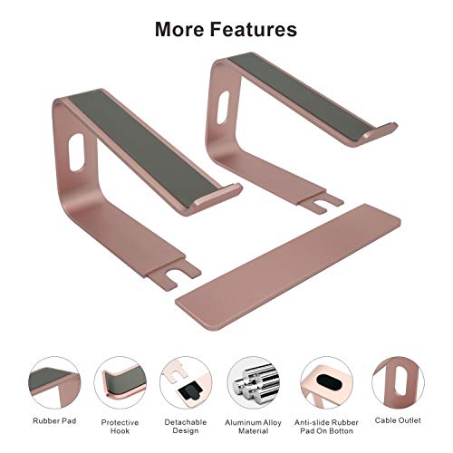 Laptop Stand, Ergonomic Aluminum Laptop Mount Computer Stand, Detachable Laptop Riser，Notebook Holder Stand Compatible with MacBook Pro/Air HP Lenovo Samsung Huawei ，All 10-17.3" Laptops(Rose Gold)