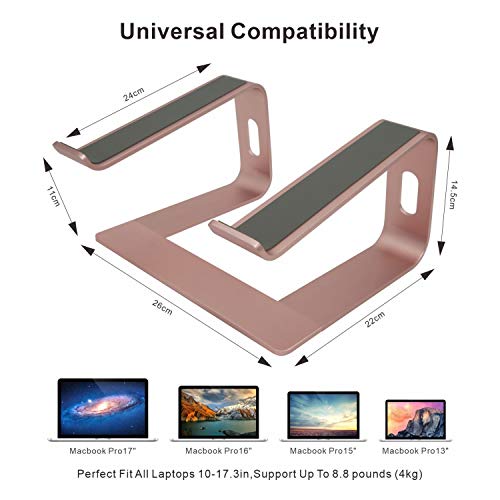 Laptop Stand, Ergonomic Aluminum Laptop Mount Computer Stand, Detachable Laptop Riser，Notebook Holder Stand Compatible with MacBook Pro/Air HP Lenovo Samsung Huawei ，All 10-17.3" Laptops(Rose Gold)