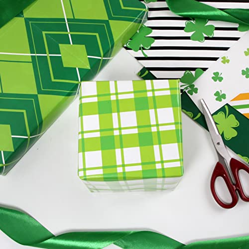 FANCY LAND 10 Sheets St.Patrick’s Day Wrapping Paper Sheets Shamrock Green Gift Wrap Folded Large Sheets 20 X 28 Gift Decoration