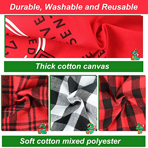 HRX Package Large Cloth Christmas Gift Bags, 4pcs Reusable Fabric Drawstring Wrapping Bags Holiday Santa Sack with Gift Tag for Xmas Presents
