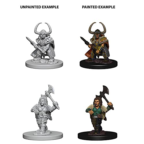 D&D Nolzur's Marvelous Miniatures - Dwarf Female Barbarian - 2 Count Unpainted Miniatures, Dungeons & Dragons