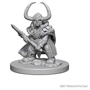 D&D Nolzur's Marvelous Miniatures - Dwarf Female Barbarian - 2 Count Unpainted Miniatures, Dungeons & Dragons