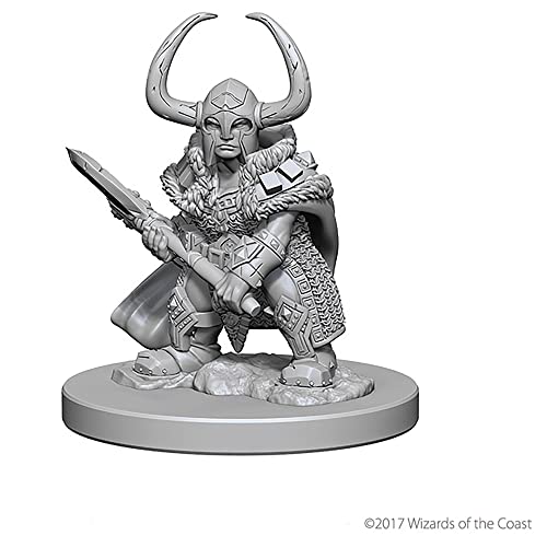 D&D Nolzur's Marvelous Miniatures - Dwarf Female Barbarian - 2 Count Unpainted Miniatures, Dungeons & Dragons