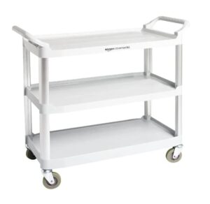 amazoncommercial 3 shelves utility cart with 400 lbs loading capacity, grey (613)