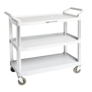 AmazonCommercial 3 Shelves Utility Cart with 400 lbs Loading Capacity, Grey (613)