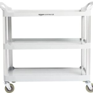 AmazonCommercial 3 Shelves Utility Cart with 400 lbs Loading Capacity, Grey (613)