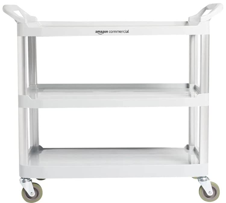 AmazonCommercial 3 Shelves Utility Cart with 400 lbs Loading Capacity, Grey (613)