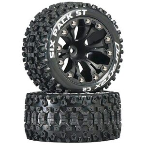 duratrax six pack st 2.8″ 2 wheel drive mounted 1/2″ offset tires black 2 dtxc3562