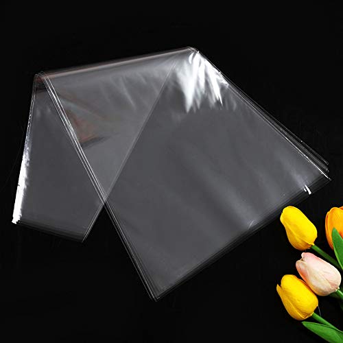 200 Pieces Transparent Flower Bouquet Bag Plastic Bags Flower Bouquet Sleeve Clear Cellophane Bags Rose Packaging Bags Height 15" Upper Width 5.9" Bottom Width 1.57"