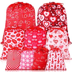 18 Pieces Large Wedding Gift Bags with Drawstring Valentine Gift Bags Anniversary Gift Bag for Weddings Party Supplies Valentine Classroom Exchange Gifts for Kids