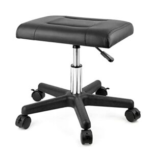 lilithye footrest stool under desk adjustable height footrest ottoman ergonomic foot stool with wheels 360° rolling footrest for home office (black)