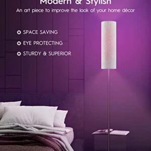 RGBWW Smart LED Floor Lamp for Living Room, Compatible with Alexa, Google Home, 69" Tall Modern Standing Lamp for Bedroom with Remote & WiFi APP Control, 2700k-6500k Corner Lamp with Linen Lampshade