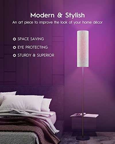 RGBWW Smart LED Floor Lamp for Living Room, Compatible with Alexa, Google Home, 69" Tall Modern Standing Lamp for Bedroom with Remote & WiFi APP Control, 2700k-6500k Corner Lamp with Linen Lampshade