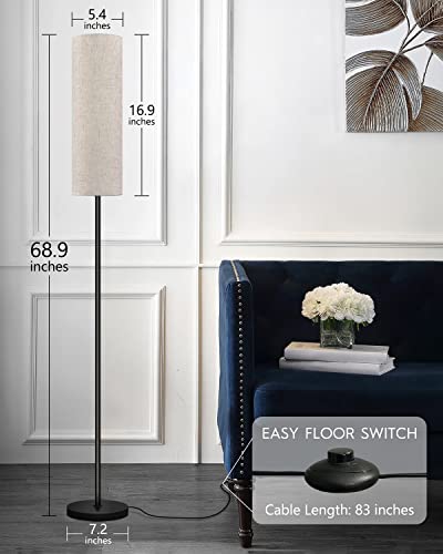 RGBWW Smart LED Floor Lamp for Living Room, Compatible with Alexa, Google Home, 69" Tall Modern Standing Lamp for Bedroom with Remote & WiFi APP Control, 2700k-6500k Corner Lamp with Linen Lampshade