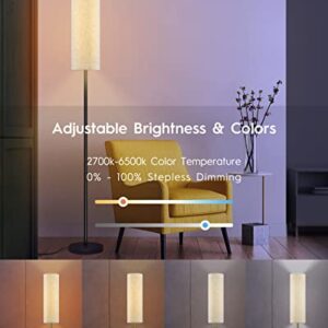 RGBWW Smart LED Floor Lamp for Living Room, Compatible with Alexa, Google Home, 69" Tall Modern Standing Lamp for Bedroom with Remote & WiFi APP Control, 2700k-6500k Corner Lamp with Linen Lampshade