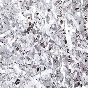 white and silver metallic blend crinkle paper 1/2 lb bag 8 ounces.
