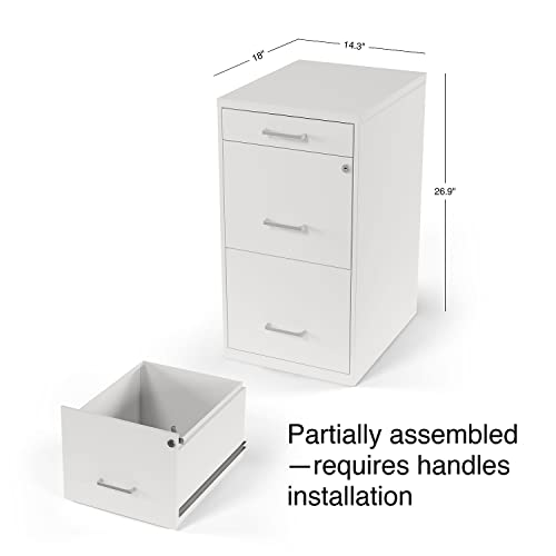 Staples 2806666 3-Drawer Vertical File Cabinet Locking Letter White 18-Inch D (52144)