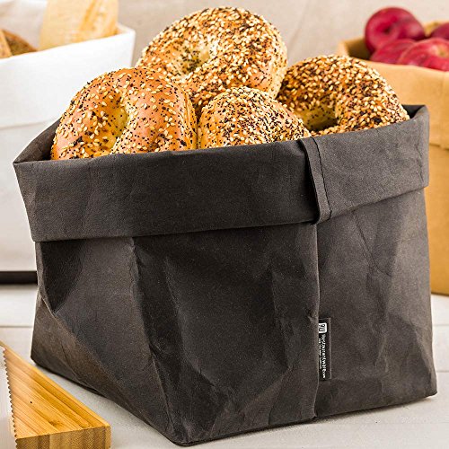 DuraLux 7.8 x 9.8 Inch Washable Grocery Bag, 1 Heavy-Duty Paper Bag Flower Pot - Reusable, Store Produce Or Plants, Black Paper Eco-Friendly Shopping Bag, For Organizing Pantries Or Kitchens