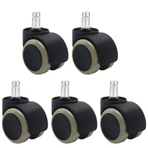 yiovvom 5pcs 2 inch 11mm universal standard size roller office chair replacement wheels, floor protecting pu plastic office chair caster wheels standard stem size – black/gray