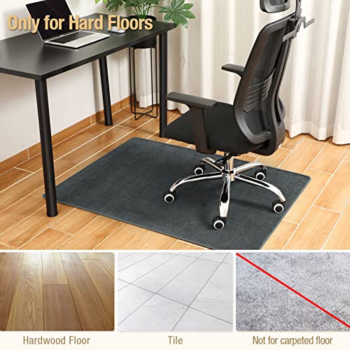 Yecaye Office Chair Mat for Hardwood Floor, 48"×36" Desk Chair Mat, Anti-Slip Low-Pile Chair Mats for Rolling Chair, Non-Curve Office Rug, Multipurpose Computer Chair Mat, Hard Floor Mat, Dark Grey