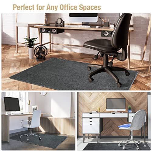 Yecaye Office Chair Mat for Hardwood Floor, 48"×36" Desk Chair Mat, Anti-Slip Low-Pile Chair Mats for Rolling Chair, Non-Curve Office Rug, Multipurpose Computer Chair Mat, Hard Floor Mat, Dark Grey