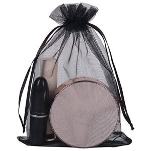 YQL Organza Drawstring Bags,100PCS 5x7 Inch Black Gift Favor Bags Mesh Fruit Protection Bags Jewelry Pouches Sachet Bags Wedding Party