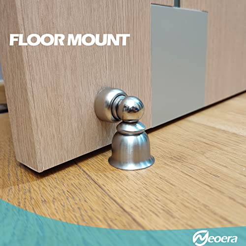 Neoera Magnetic Door Stop Ultra-Short, Small Door Stopper Strong Magnetic Door Catch for Hold Door Open, Stainless Steel Made, Anti-Rust, Heavy Duty for Various Door Types, Wall & Floor Mount 2 Pack