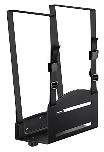 Mount-It! CPU Wall Mount Bracket, Desktop Computer Tower Holder with Safety Straps, Heavy Duty Size Adjustable CPU Holder, Steel, Black, 22 Lbs Capacity, Saves Floor and Desk Space