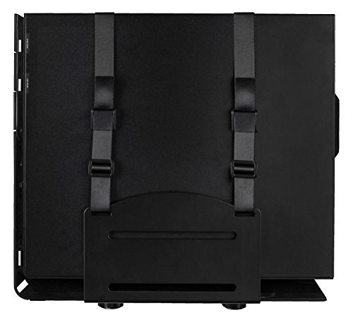 Mount-It! CPU Wall Mount Bracket, Desktop Computer Tower Holder with Safety Straps, Heavy Duty Size Adjustable CPU Holder, Steel, Black, 22 Lbs Capacity, Saves Floor and Desk Space