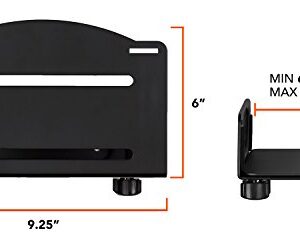 Mount-It! CPU Wall Mount Bracket, Desktop Computer Tower Holder with Safety Straps, Heavy Duty Size Adjustable CPU Holder, Steel, Black, 22 Lbs Capacity, Saves Floor and Desk Space