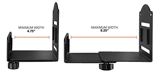 Mount-It! CPU Wall Mount Bracket, Desktop Computer Tower Holder with Safety Straps, Heavy Duty Size Adjustable CPU Holder, Steel, Black, 22 Lbs Capacity, Saves Floor and Desk Space